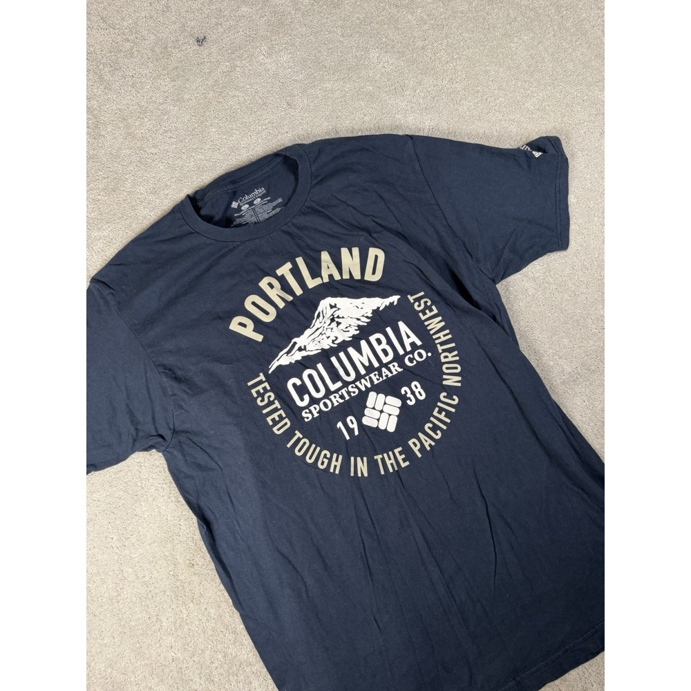 COLUMBIA -MEN'S‎ L - NAVY SHORT SLEEVE CREW NECK PORTLAND T-SHIRT